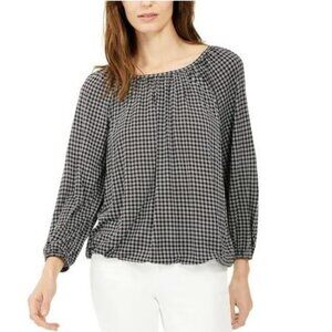 MICHAEL Michael Kors Micro Check Peasant Top